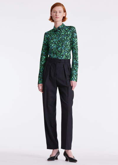 Model View - Green 'Twilight Floral' Shirt Paul Smith