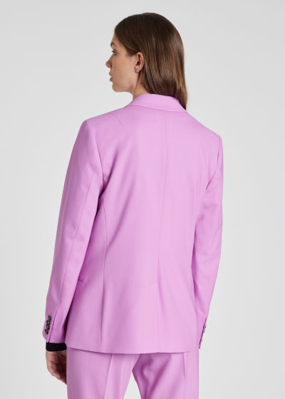 Model Back View - Women's Pink One-Button Wool Blazer Paul Smith