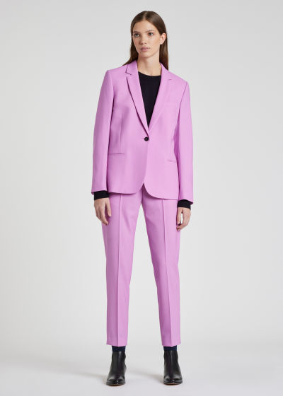 Model View - Women's Pink One-Button Wool Blazer Paul Smith