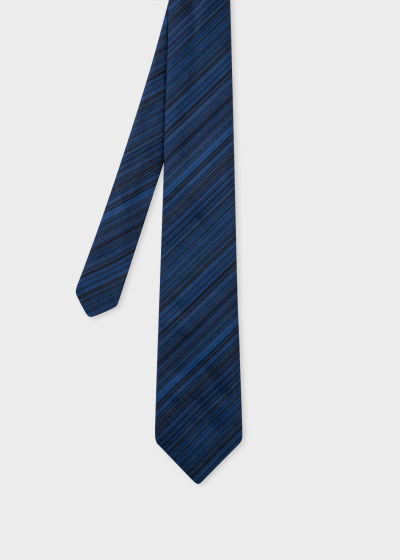 폴스미스 Paulsmith Blue Muted Signature Stripe Silk Tie
