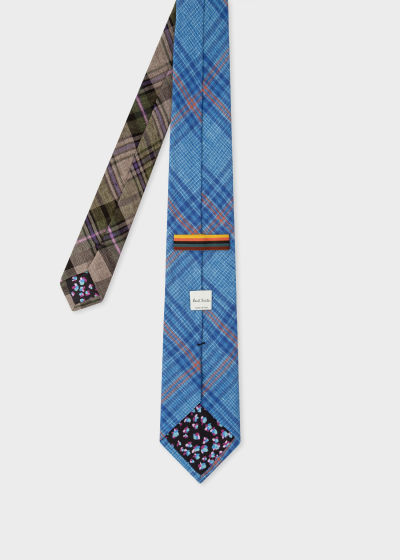 Detail view - Men's Blue And Grey Check Tie Paul Smith