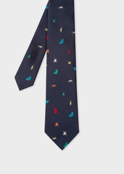 Front view - Men's Navy 'Insect' Silk Tie Paul Smith