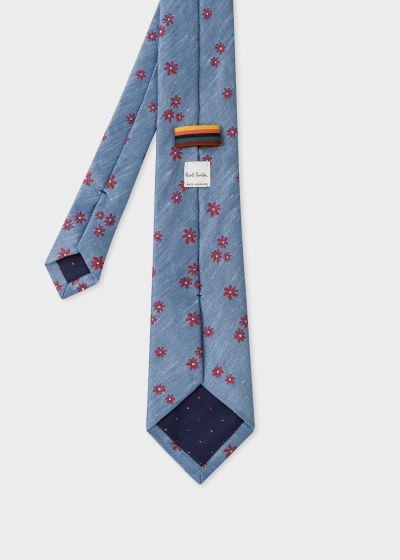 Product View - Men's Blue Silk-Blend Floral Tie Paul Smith