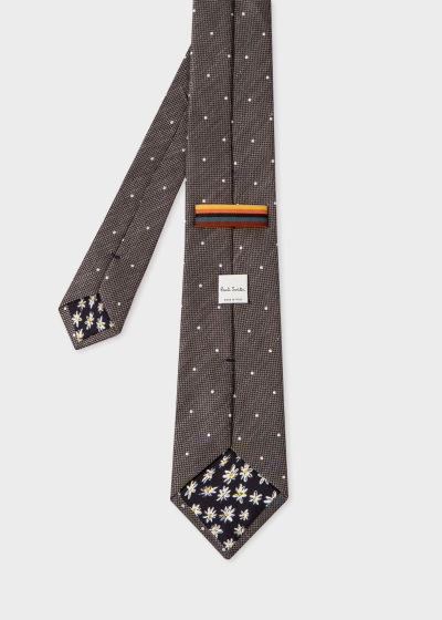Product View - Men's Grey Linen-Silk Blend 'Mini Spot' Tie Paul Smith