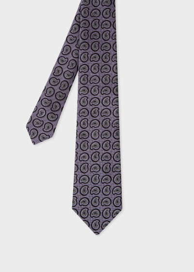 Front view - Men's Purple Paisley Silk Tie Paul Smith