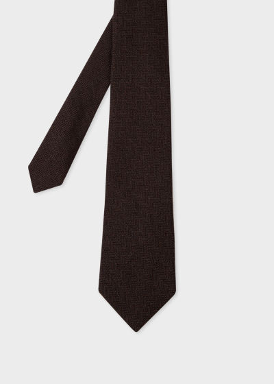 Product View - Men's Dark Brown Wool Herringbone Tie Paul Smith