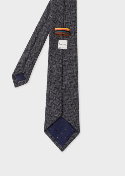 Product View - Men's Grey Wool Herringbone Tie Paul Smith