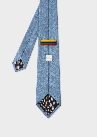 Rear View - Blue Roses Silk Tie Paul Smith