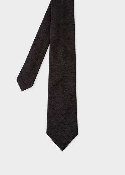 Front View - Black Silk Roses Tie Paul Smith