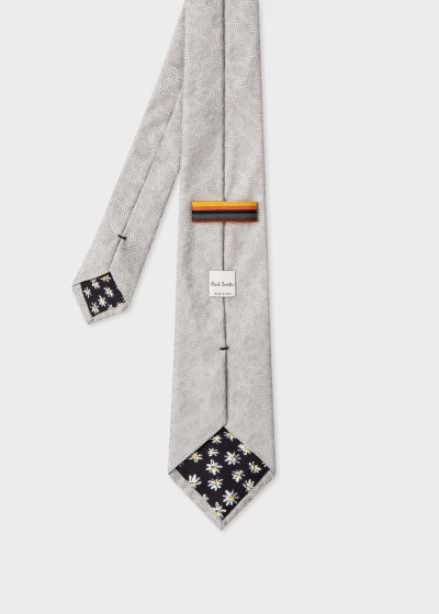 Back View - Silver Roses Silk Tie Paul Smith