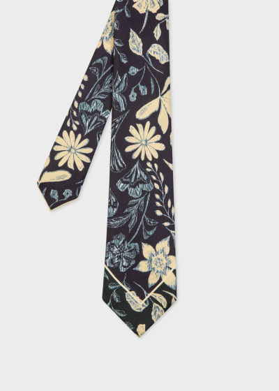 Product View - Men's Black Silk 'Mixed Floral' Tie Paul Smith