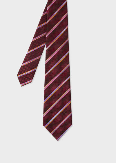 Product View - Men's Burgundy Silk Stripe Tie Paul Smith