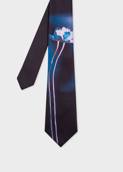 Product View - Men's Navy Silk 'Shadow Floral' Tie Paul Smith