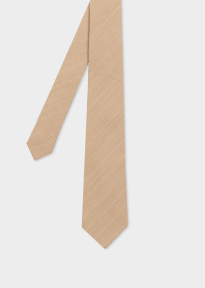폴스미스 Paulsmith Beige Pinstripe Wool-Blend Tie