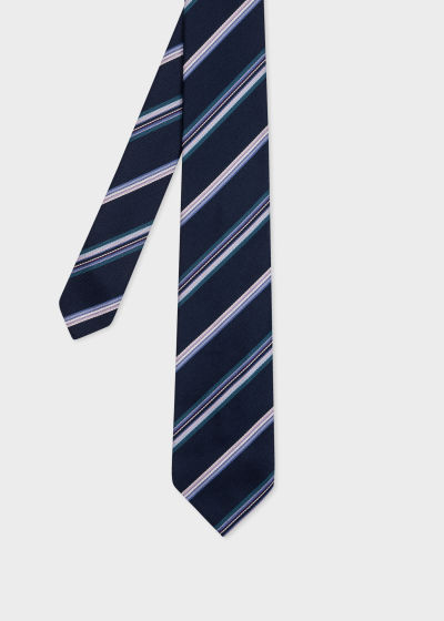 폴스미스 Paulsmith Navy Silk Multi Colour Stripe Tie
