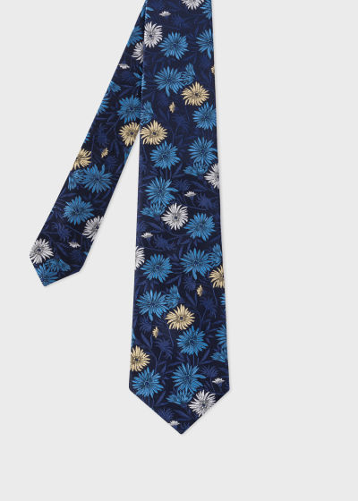 폴스미스 Paulsmith Navy and Blue Silk Floral Tie
