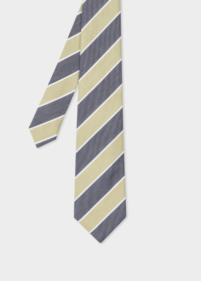 폴스미스 Paulsmith Sage Green Block Stripe Tie