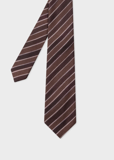 폴스미스 Paulsmith Brown Painted Stripe Silk Tie