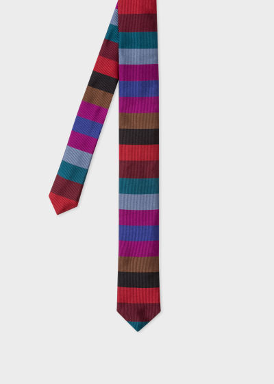 Front view- Men's Multi-Colored Stripe Silk Tie Paul Smith