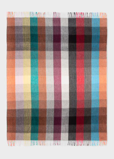 Full View - Signature Grid Cashmere-Blend Blanket Paul Smith
