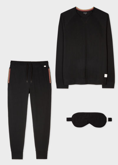 Full set view - Men's Black Cotton Loungewear Set Paul Smith