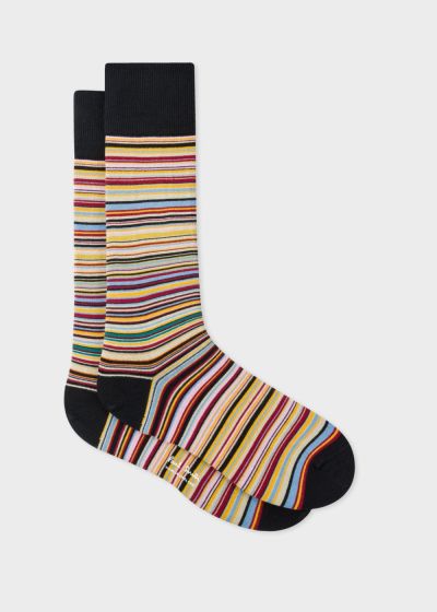 Front View - Men's Narrow Signature Stripe Socks Paul Smith