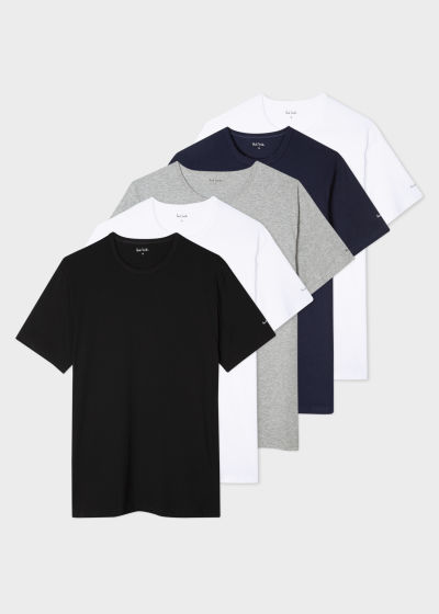 Pack view - Men's Multi-Colour Cotton T-Shirts Five Pack Paul Smith