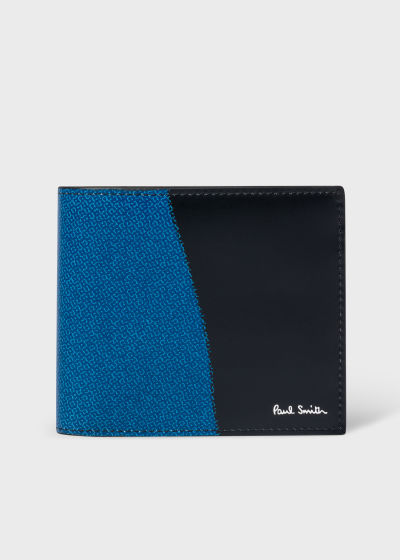 폴스미스 Paulsmith Blue Rug Print Leather Billfold Wallet