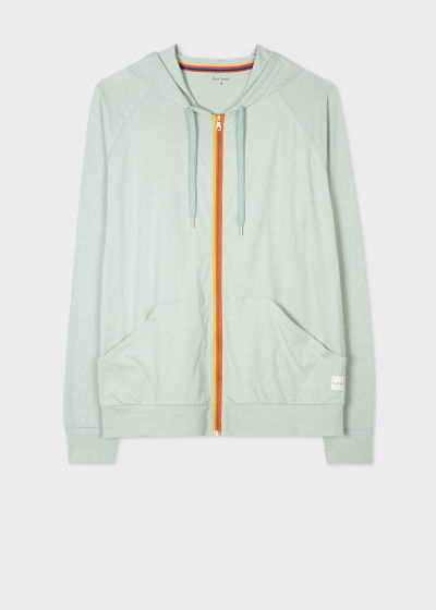 Sweatshirt à Capuche Confort Homme Vert Pâle Zippé en Jersey de Coton Paul Smith - Vue de face