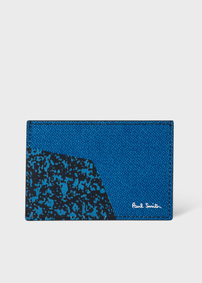폴스미스 Paulsmith Blue Rug Print Leather Card Holder