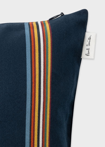 Detail view - Navy Blue 'Signature Stripe' Bolster Cushion Paul Smith