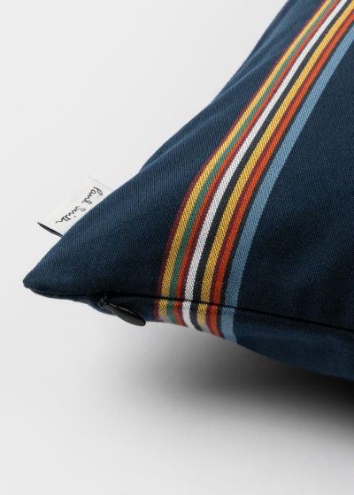 Detail view - Navy Blue 'Signature Stripe' Bolster Cushion Paul Smith