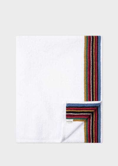 Product View - White 'Signature Stripe' Bath Towel Paul Smith