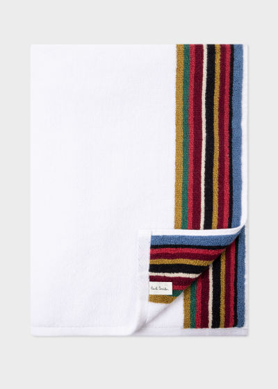 Product View - White 'Signature Stripe' Bath Sheet Paul Smith