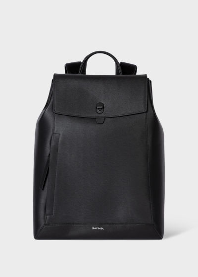 Product View - Black Embossed Leather Backpack Paul Smith
