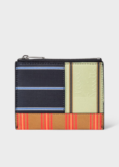 폴스미스 Paulsmith Patchwork Stripe Leather Zip Wallet