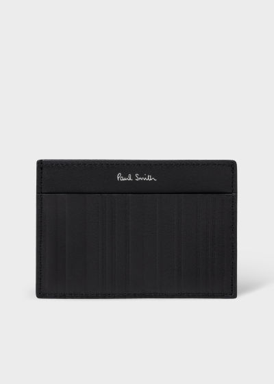폴스미스 폴스미스 Paulsmith Black Leather Shadow Stripe Credit Card Holder