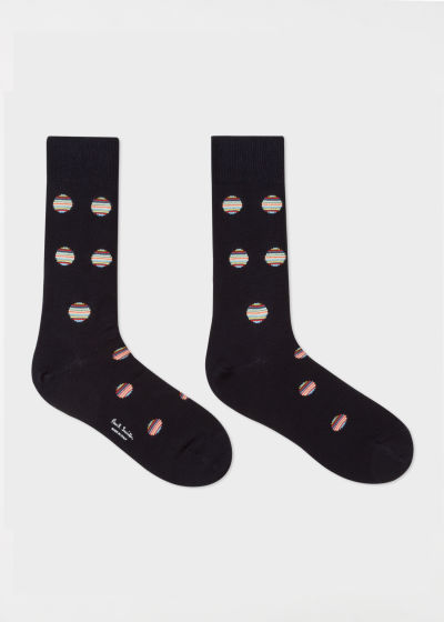 Men's Black Polka Dot Stripe Socks Paul Smith