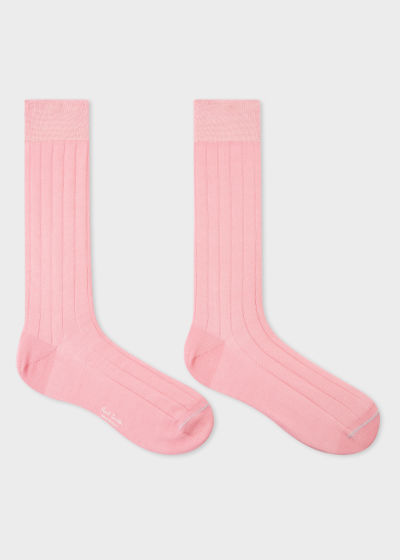 Pair View - Men's Pink Cotton-Blend Ribbed Socks Paul Smith