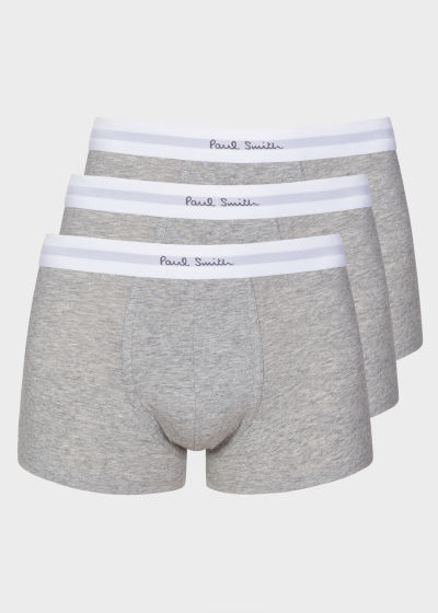 Front view - Men's Grey Marl Low-Rise Boxer Briefs Three Pack Paul Smith