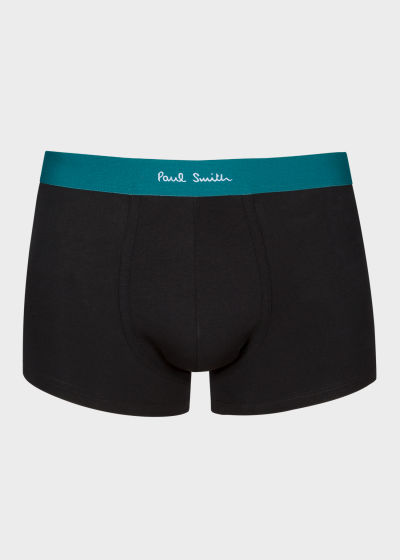 Teal pair view - Men's Black Contrast-Waistband Boxer Briefs Three Pack Paul Smith