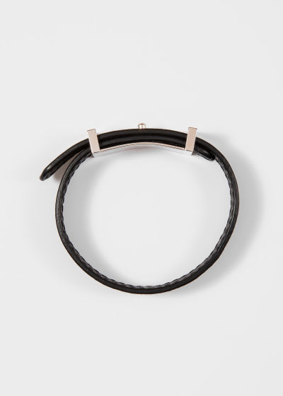 폴스미스 Paulsmith Black Leather Signature Stripe Bracelet