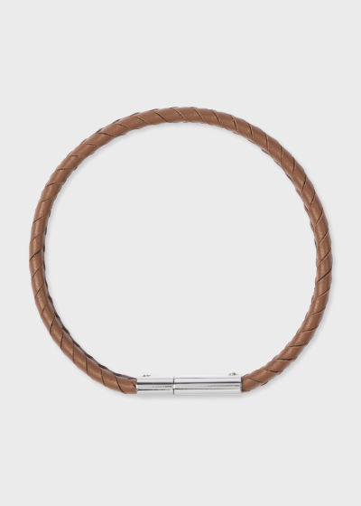 폴스미스 Paulsmith Two-Tone Brown Braided Leather Bracelet
