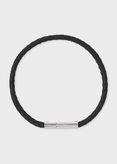폴스미스 Paulsmith Black Braided Leather Bracelet