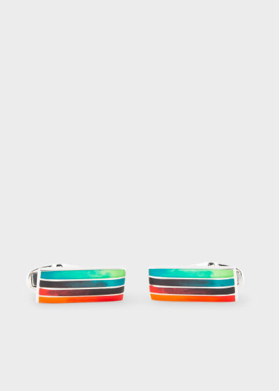 폴 스미스 Paul Smith Multi-Coloured Stripe Cufflinks