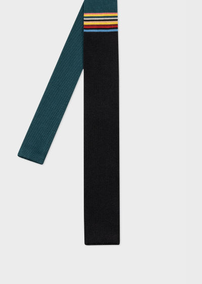 폴스미스 Paulsmith Black Silk Knitted Signature Stripe Tie