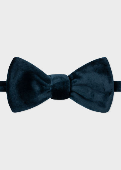 Front View - Midnight Blue Velvet Bow Tie Paul Smith