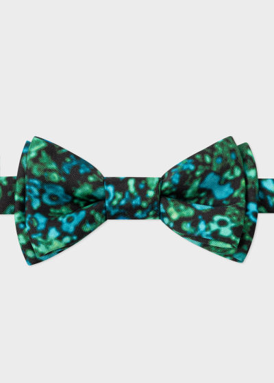 Front view - Men's Green 'Twilight Floral' Pre-Tied Silk Bow Tie Paul Smith
