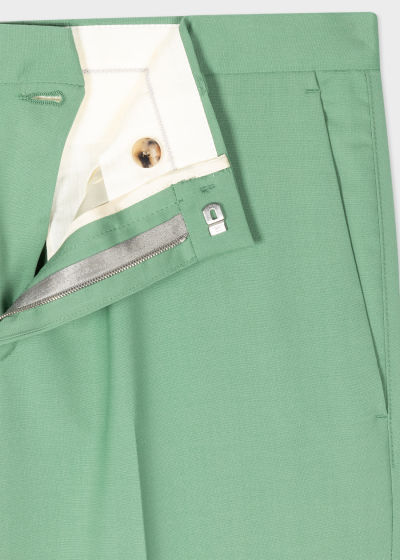 Detail view - Men's Slim-Fit Green Stretch-Wool Trousers Paul Smith