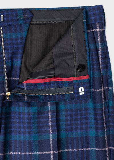 Detail View - Blue Tartan Wool Slim-Fit Trousers Paul Smith